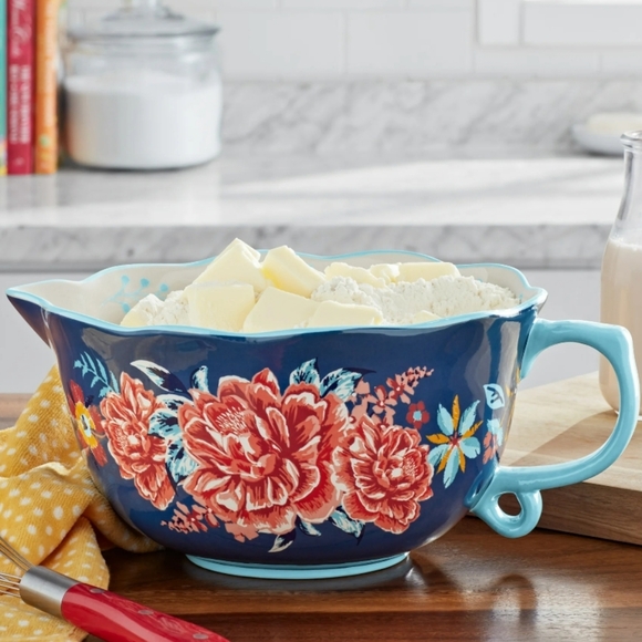 ❤️ New Pioneer Woman Keepsake Floral Ceramic Batter Bowl with Spout - Picture 1 of 7